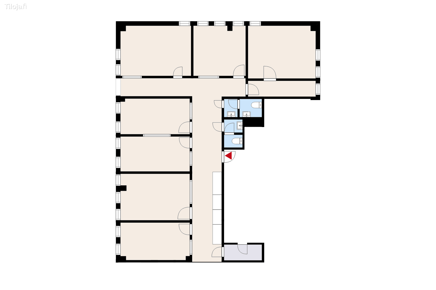 Hatanpu00e4u00e4n valtatie 18, Ratina, Tampere | Toimisto 149 mu00b2 - pohjapiirros 2 | Tiloja.fi