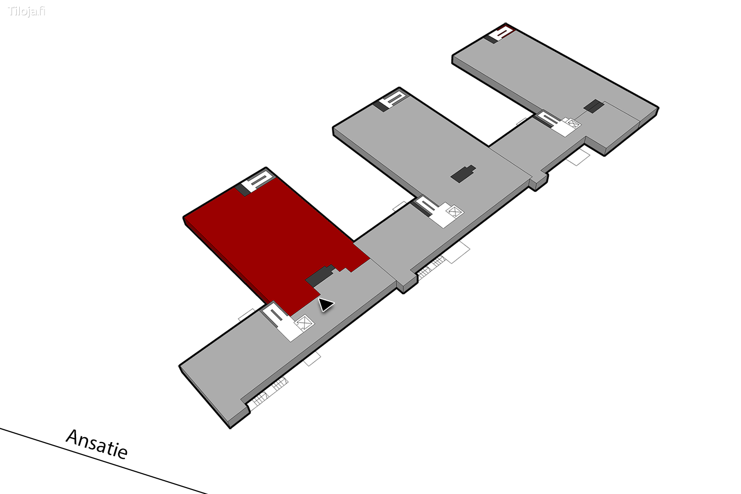 Ansatie 6a, Aviapolis, Vantaa | Toimisto 387 mu00b2 - pohjapiirros 1 | Tiloja.fi