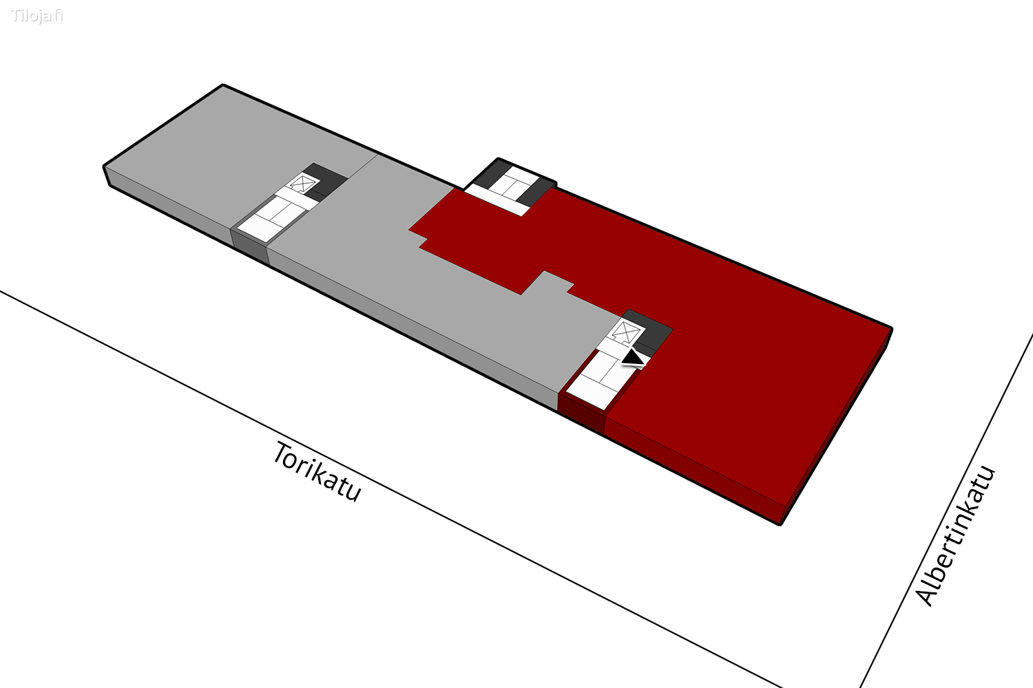 Torikatu 21, keskusta, Oulu | Toimisto 432 mu00b2 - pohjapiirros 1 | Tiloja.fi