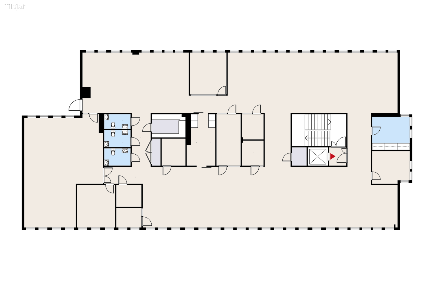 Koulukatu 25, keskusta, Hu00e4meenlinna | Toimisto 489 mu00b2 - pohjapiirros 2 | Tiloja.fi