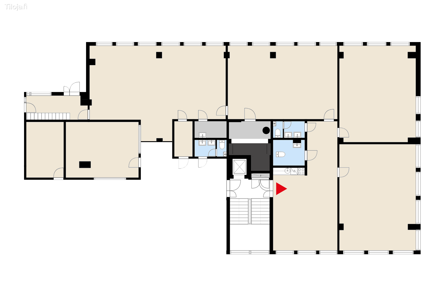 Torikatu 21, keskusta, Oulu | Toimisto 432 mu00b2 - pohjapiirros 2 | Tiloja.fi