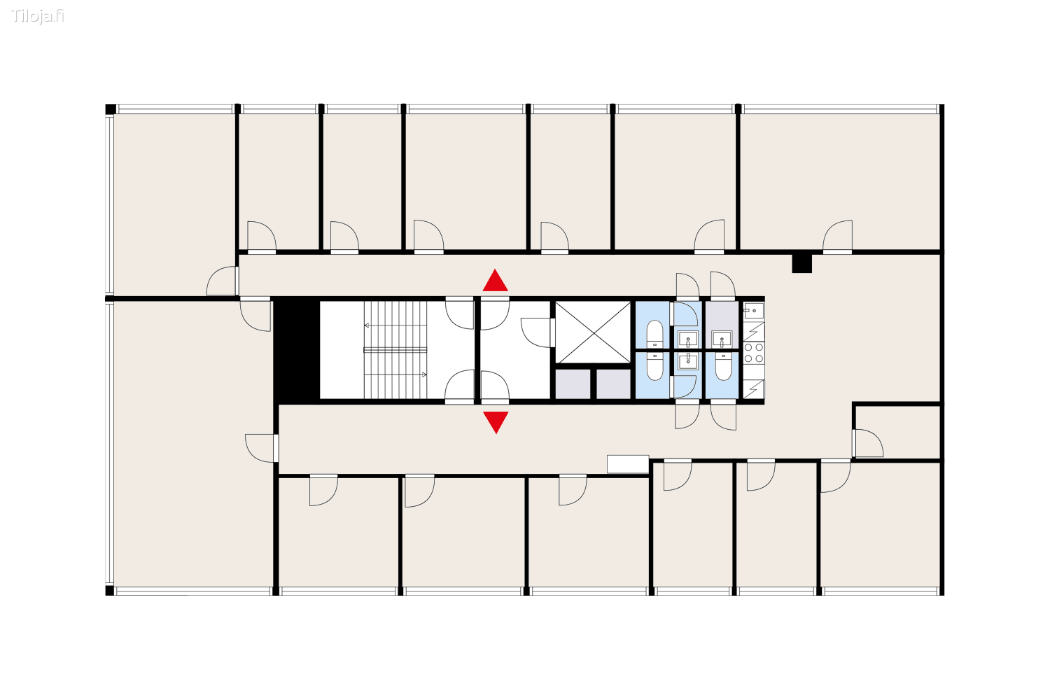 Sibeliuksenkatu 18-22, keskusta, Ju00e4rvenpu00e4u00e4 | Toimisto 308 mu00b2 - pohjapiirros 2 | Tiloja.fi