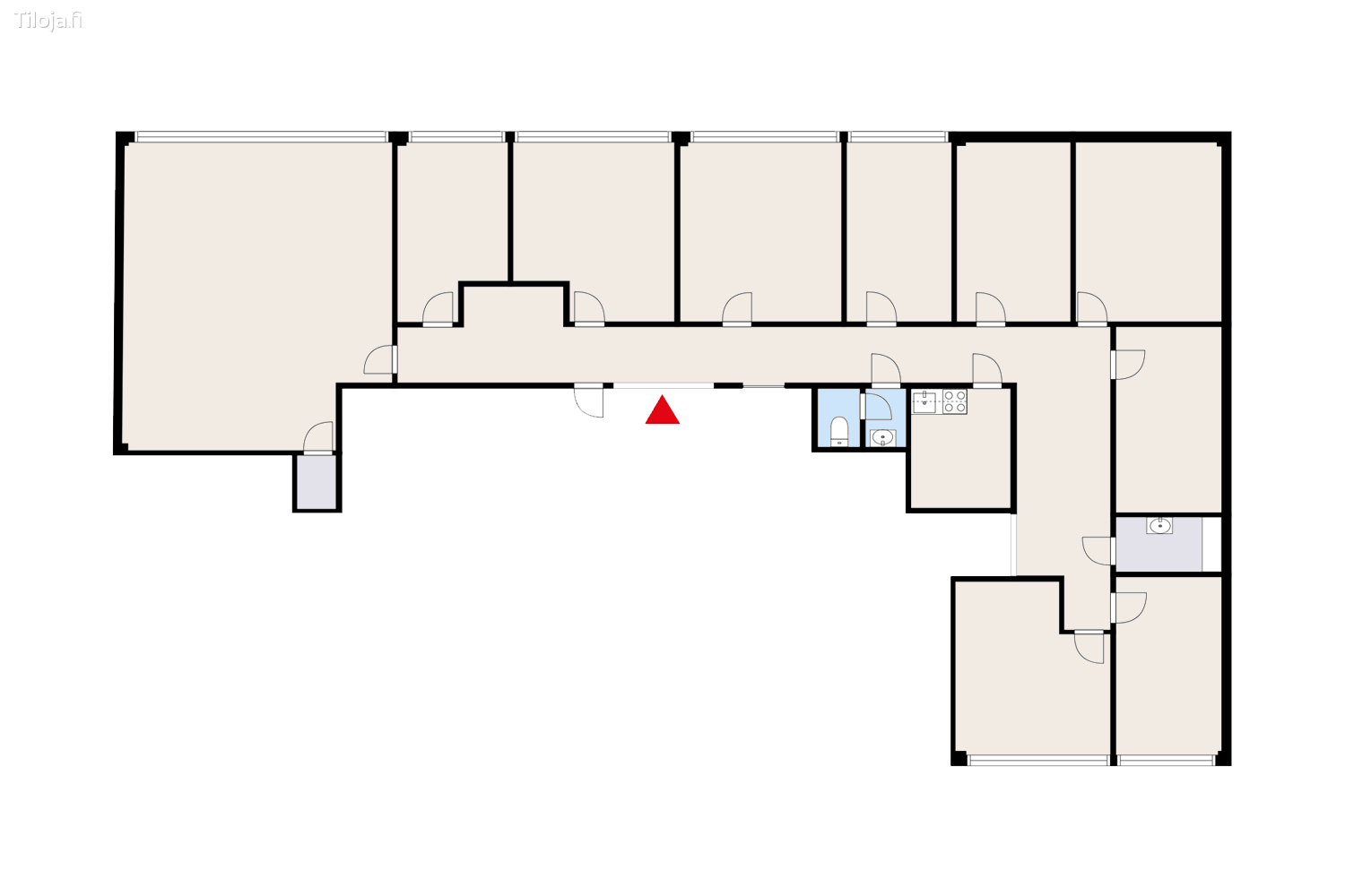 Sibeliuksenkatu 18-22, keskusta, Ju00e4rvenpu00e4u00e4 | Toimisto 188 mu00b2 - pohjapiirros 2 | Tiloja.fi