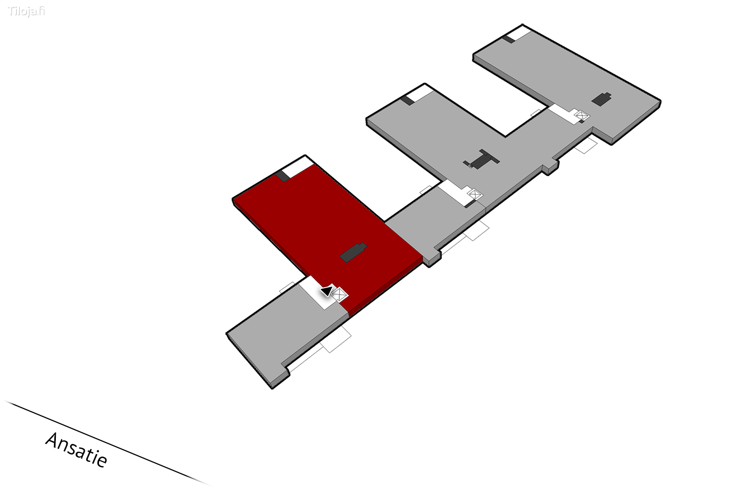 Ansatie 6a, Aviapolis, Vantaa | Toimisto 645 mu00b2 - pohjapiirros 1 | Tiloja.fi