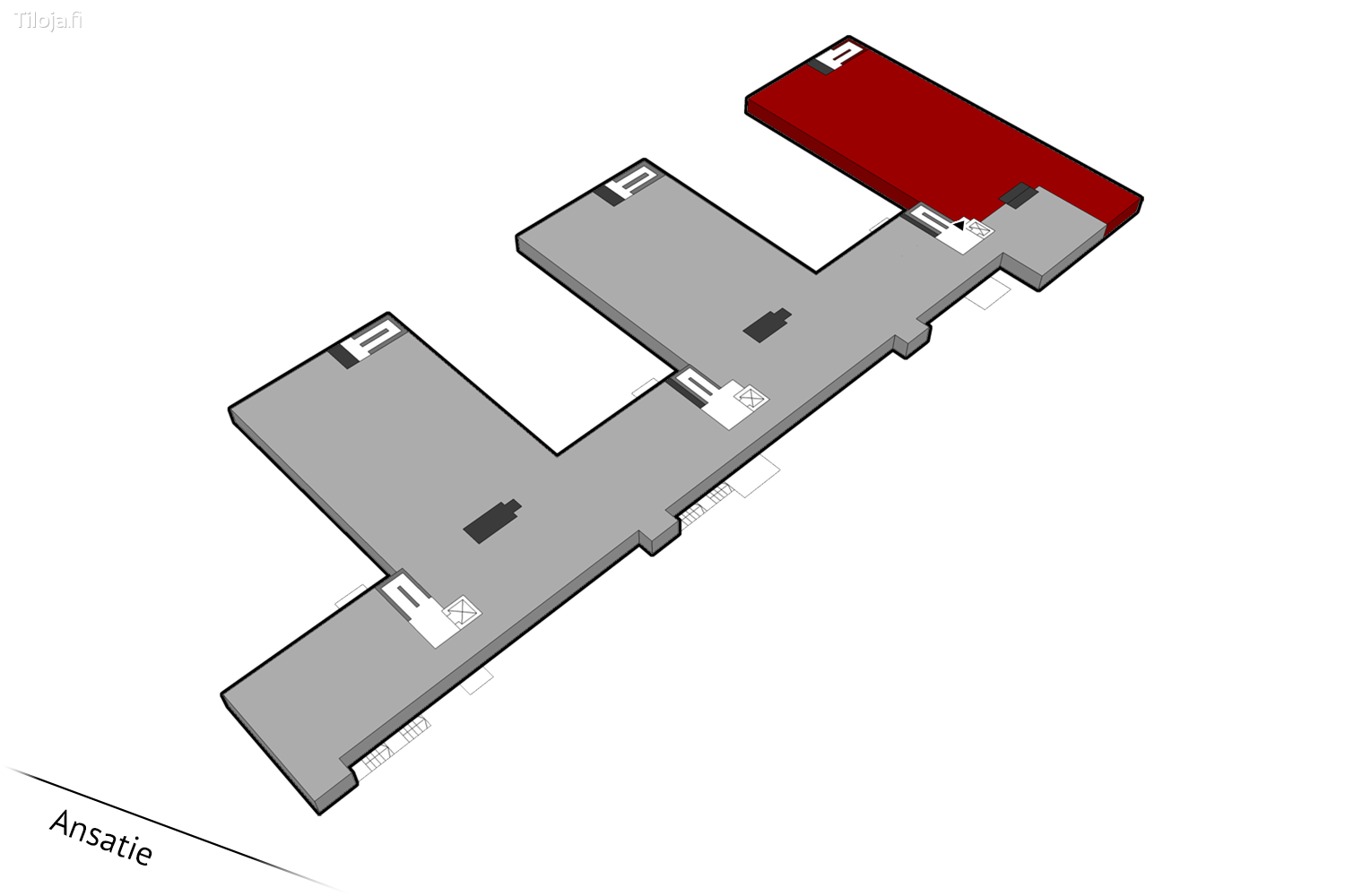 Ansatie 6a, Aviapolis, Vantaa | Toimisto 620 mu00b2 - pohjapiirros 1 | Tiloja.fi