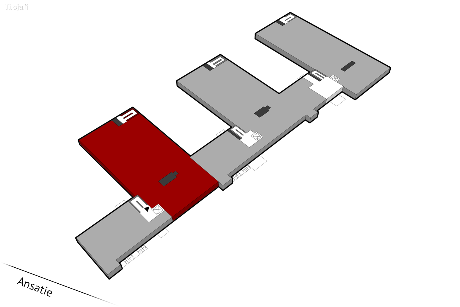Ansatie 6a, Aviapolis, Vantaa | Toimisto 645 mu00b2 - pohjapiirros 1 | Tiloja.fi