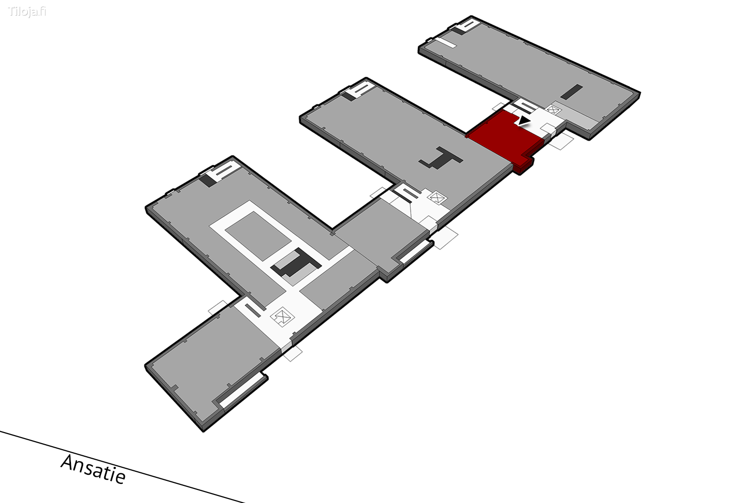 Ansatie 6a, Aviapolis, Vantaa | Toimisto 130 mu00b2 - pohjapiirros 1 | Tiloja.fi