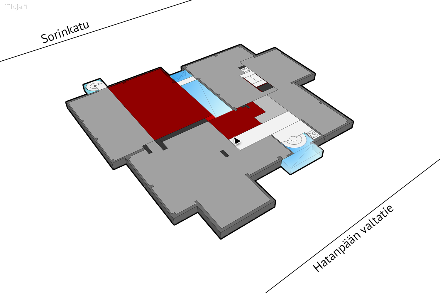 Hatanpu00e4u00e4n valtatie 18, Ratina, Tampere | Toimisto 222 mu00b2 - pohjapiirros 1 | Tiloja.fi